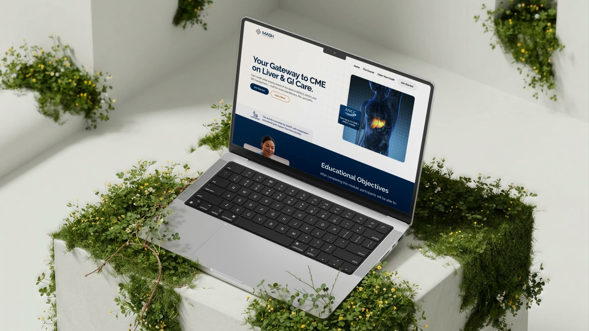 The CME course landing page on a laptop: Your Gateway to CME on Liver and GI Care
