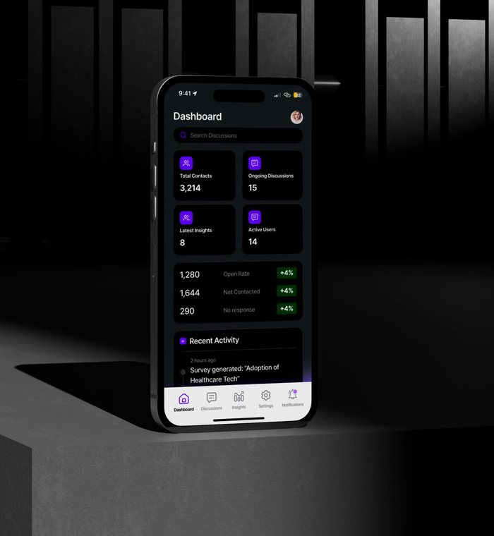 Promptive app dashboard on a phone